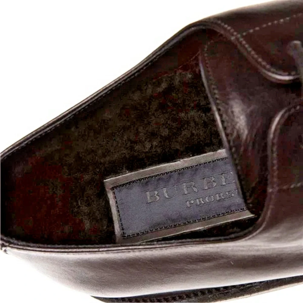 NIB BURBERRY REDWORTHS BROWN LEATHER SHEARLING DERBY OXFORDS 43.5 $795 ITALY - Picture 5 of 12